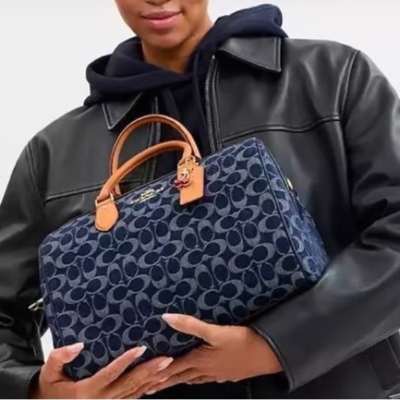 Coach Rowan Satchel Bag In Signature Denim Canvas NWT CY699 - Picture 6 of 6